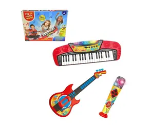 MaDe 07994 - Súprava 3 v 1 elektronické piáno, 37 kláves, gitara, mikrofón