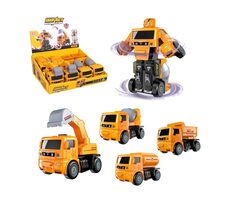 MaDe 14063 - Robot - autá stavebné, meniace sa, na zotrvačník, 11,5 x 6,5 x 8,5 cm