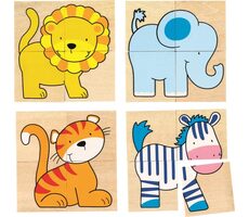 GOKI Drevené karemo Divoké zvieratá 5x4 dieliky / od 2 rokov