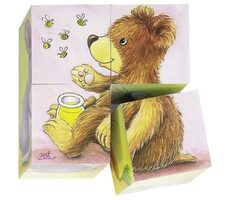 GOKI Drevené kocky Mláďatká / 4 kocky / od 3 rokov