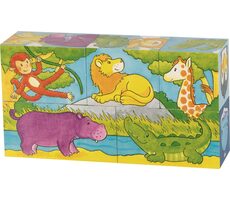 GOKI Drevené kocky Safari a Arktída / 5 kociek / od 3 rokov