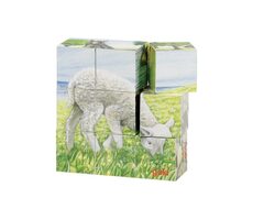 GOKI Drevené kocky Zvieratká zo statku / 9 kociek / od 3 rokov