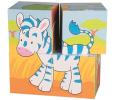 GOKI Drevené kocky Zvieratká / 4 kocky / od 2 rokov