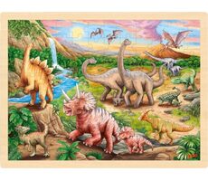 GOKI Drevené puzzle Dinosaurie chodník / 96 dielikov / od 3 rokov