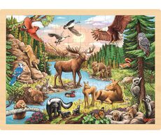 GOKI Drevené puzzle Divoká príroda Severnej Ameriky / 96 dielikov / od 3 rokov
