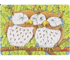 GOKI Drevené puzzle Lesné zvieratká: Sovy