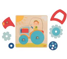 GOKI Drevené puzzle Traktor / 6 dielikov / od 12 mesiacov