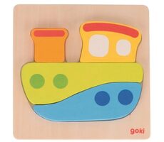 GOKI Drevené vkladacie puzzle Loď / 4 dieliky / od 2 rokov