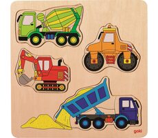 GOKI Drevené vkladacie puzzle Stavebné stroje / od 2 rokov