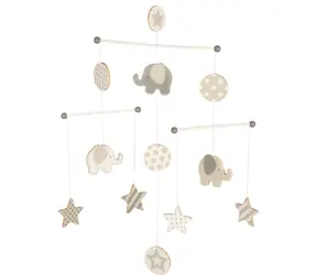 GOKI Drevený závesný kolotoč Slony a hviezdičky