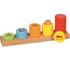 GOKI Motorická hra s farebnými drevenými krúžkami / od 2 rokov