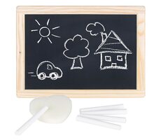 GOKI Obojstranná čierna tabuľka s kriedami / od 3 rokov
