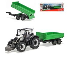 Bburago Farm 10cm Tractor with Trailer - Valtra N174 - Tipping Trailer / mierka 1:50