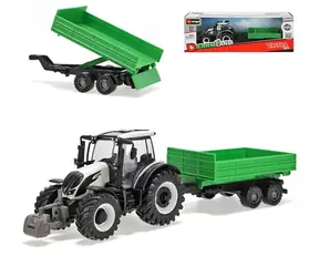 Bburago Farm 10cm Tractor with Trailer - Valtra N174 - Tipping Trailer / mierka 1:50
