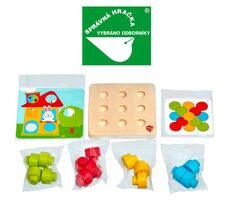 Lucy & Leo Farebná mozaika drevená hra s veľkými kolíkmi a predlohami / od 3 rokov