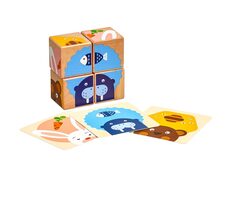 Lucy & Leo Čo zvieratká jedia drevené obrázkové kocky /4ks/od 3 rokov