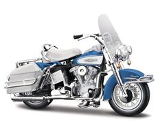 Maisto - HD - Motocykel - 1966 FLH Electra Glide, modro-biela, séria 44, 1:18