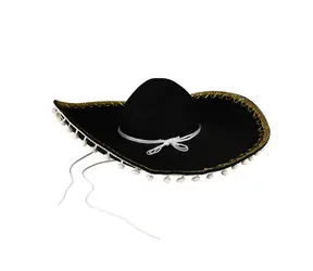 Rappa Klobúk mexickej sombréro čierne pre dospelých