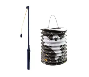 Rappa Lampión Halloween čierny 15 cm so svietiacou paličkou 40 cm
