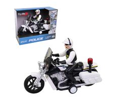 MaDe 18325 Motorka policajná s vodičom, na zotrvačník, so svetlom a zukom na batérie / 21,3 x 8,1 x 14,6 cm / od 3 rokov