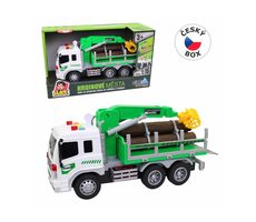 MaDe 20623 Auto na prepravu dreva, zdvíhacie rameno, na batérie, svetlo a zvuk, zotrvačník / 26 cm / od 3 rokov