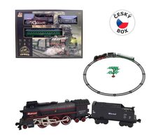 MaDe 20539 Vlaková súprava, parná lokomotíva, na batérie, svetlo a zvuk / 92 x 92 cm / od 3 rokov