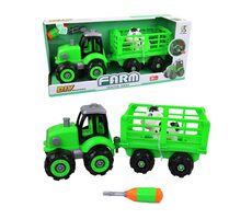 MaDe Traktor s vlečkou, skrutkovací / 32,5 x 12 x 13 cm / od 3 rokov