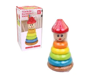 MaDe 20260 Drevená veža panáčik / 17 cm / od 3 rokov