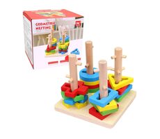 MaDe 20261 Drevená vkladačka s geometrickými tvarmi / 13 x 13 x 11 cm / od 3 rokov