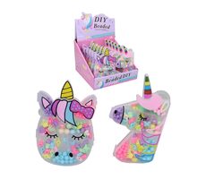 MaDe 15992 Korálky v boxe jednorožca / 15 x 10 cm / od 3 rokov