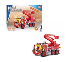 MaDe 08340 Malý mechanik hasičské auto s plošinou / 327 dielikov / od 8 rokov