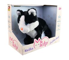 MaDe 12617 Mačka Micka na batérie, reaguje na zvuk, čierna / 26 cm / od 3 rokov