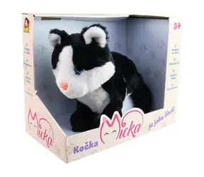 MaDe 12617 Mačka Micka na batérie, reaguje na zvuk, čierna / 26 cm / od 3 rokov