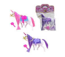 MaDe 15686 Kôň jednorožec so štetcom, uzdou, sedlom a sedlovou podložkou / 14 x 15 x 4 cm / od 3 rokov