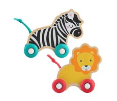 Mattel Fisher Price drevená postrkovací lev a ZEBRA / od 6 mesiacov