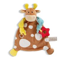 Nici MFN muchláčik Kravička s hryzátkom a úchytkou na cumlík 25x25cm / od 0 mesiacov