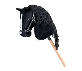 Faunica Hobby horse Cortez, čierny kôň na tyči, povrázková hriva / od 3 rokov