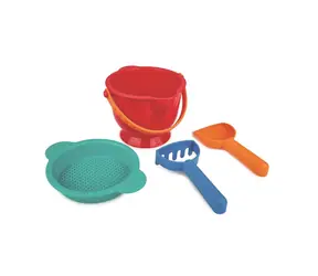 Hape Hračky na piesok - Set so sitkom, vedrom, lopatkou a hrabličkami