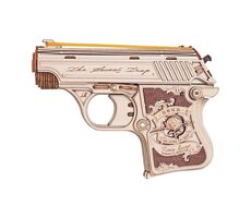 Robotime 3D drevená skladačka Mini pištole Justice Guard