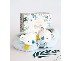 Doudou Darčeková sada - Sada prvých topánočiek koaly Yoca s hrkálkami / 0-6 mesiacov