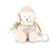 Doudou Darčeková sada Plyšový ľadový medvedík s krúžkom 30 cm béžový / od 0 mesiacov