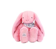 Doudou Plyšový králik XXL so šatkou 50 cm ružová / od 0 mesiacov
