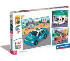 Clementoni PUZZLE Záchranárske vozidlá / 3x48 dielikov / od 5 rokov