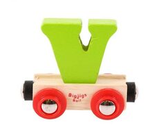Bigjigs Rail Vagónik drevené vláčikodráhy - Písmeno V / od 3 rokov