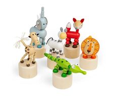 Bigjigs Toys Drevené mačkacie zvieratká Safari 1 ks / od 3 rokov 