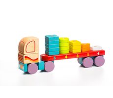 CUBIKA 13425 Kamión s geometrickými tvarmi - drevená skladačka / 19 dielov / od 18 mesiacov