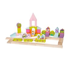 CUBIKA 13906 Rozprávkové mesto - drevená stavebnica / 55 dielov / od 2 rokov
