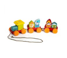 CUBIKA 14002 Ťahací rozprávkový vláčik - drevená skladačka / 10 dielov / od 2 rokov