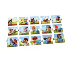 Puzzlika 14231 Výroba džínsov - náučné dejové puzzle / 15 dielikov / od 2 rokov