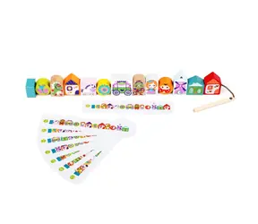 CUBIKA 14309 Navliekacia rozprávka - navliekací set - 13 drevených dielov a 8 predlôh / od 3 rokov